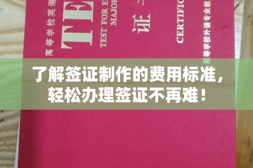 鹿草了解签证制作的费用标准，轻松办理签证不再难！